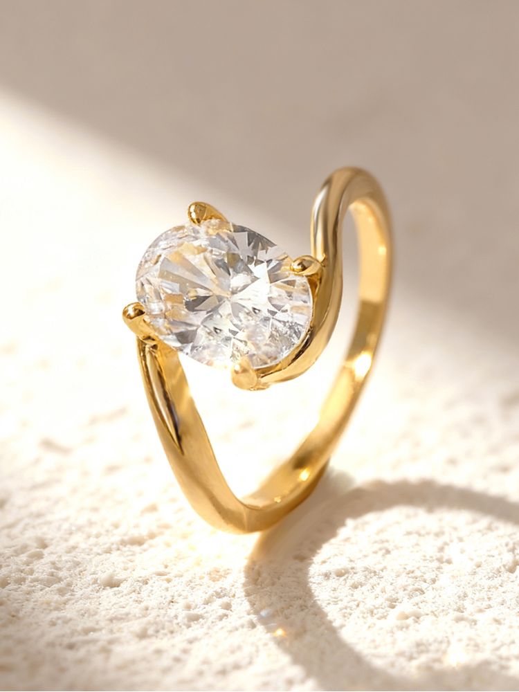 SEÓRA | Curve Oval Ring , CZ Brass Band