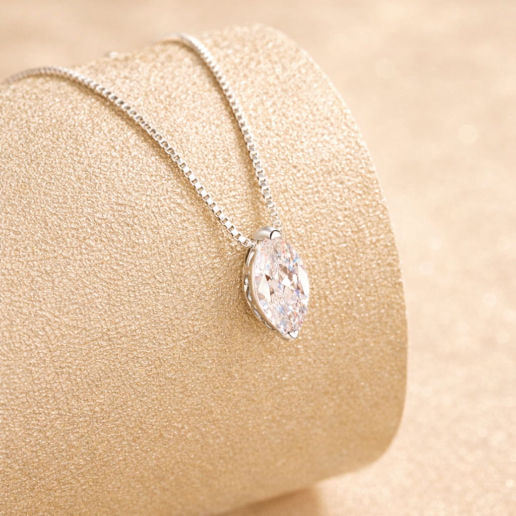Marquise Cut Moissanite Necklace in Sterling Silver | SEÓRA