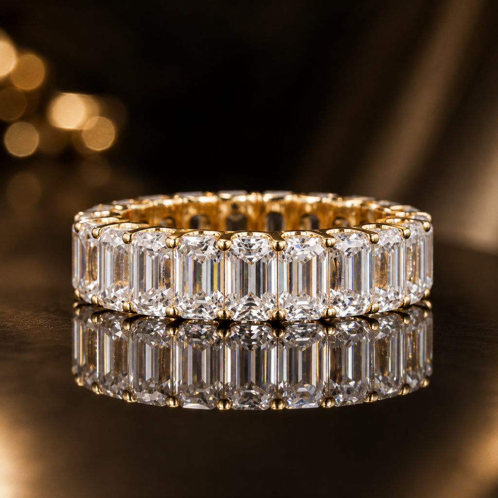 18K Gold Emerald Cut Moissanite Full Eternity Ring |  SEÓRA