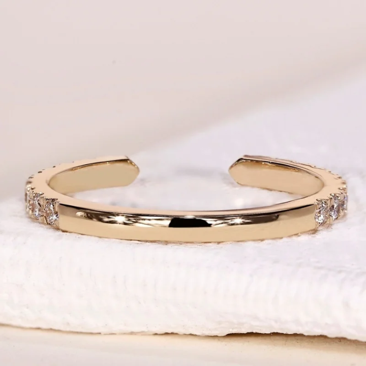 Open  Pavé Ring, Minimalist Stackable Moissanite Silver, Gold Ring | SEÓRA