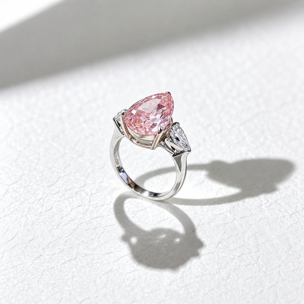 Fancy Pink Pear Diamond Ring in 18K White Gold | SEÓRA