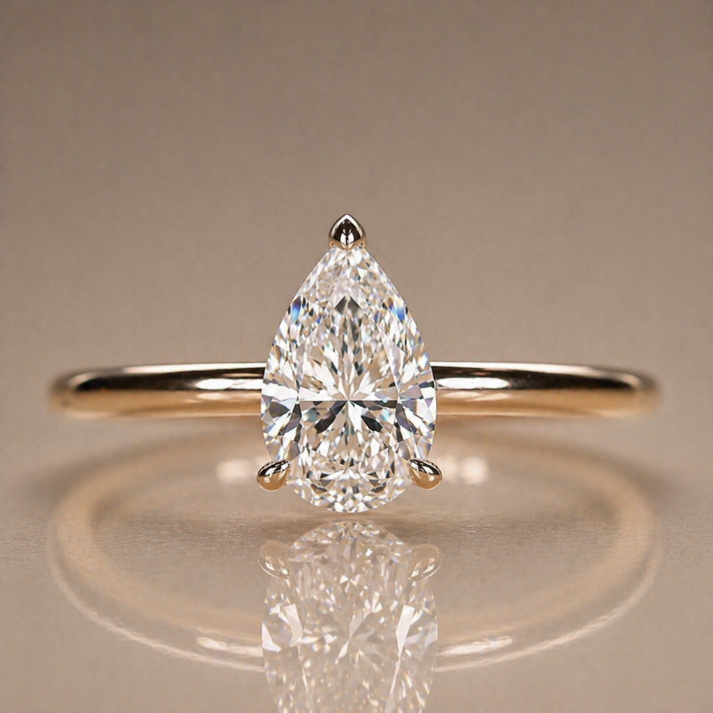 Custom Cut Solitaire 18K Gold or Silver Ring | SEÓRA