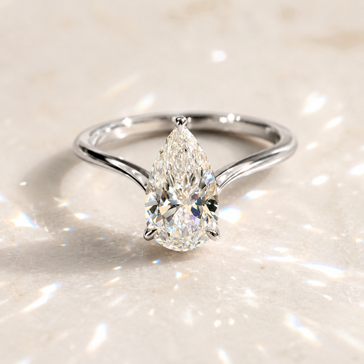 Pear Cut Moissanite Open Wrap Ring – 18K Gold