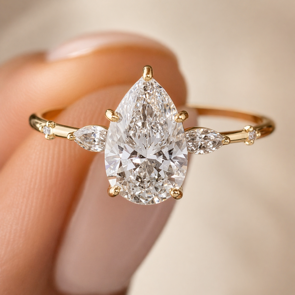 Pear Moissanite Ring 2CT in 18K Gold – Engagement Ring | SEÓRA