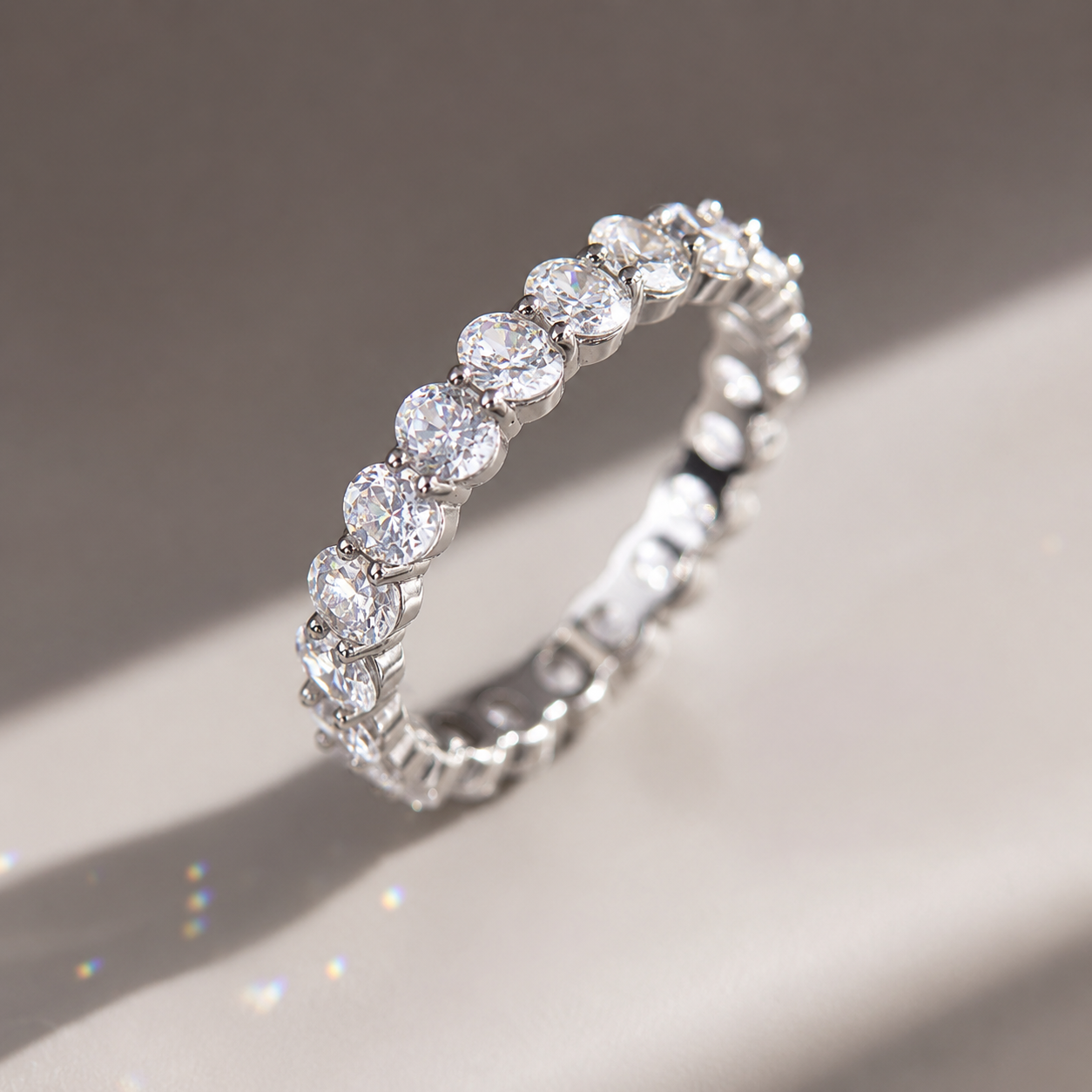 Oval Moissanite Eternity Ring in Silver | Wedding Band | Anniversary Ring | SEORA