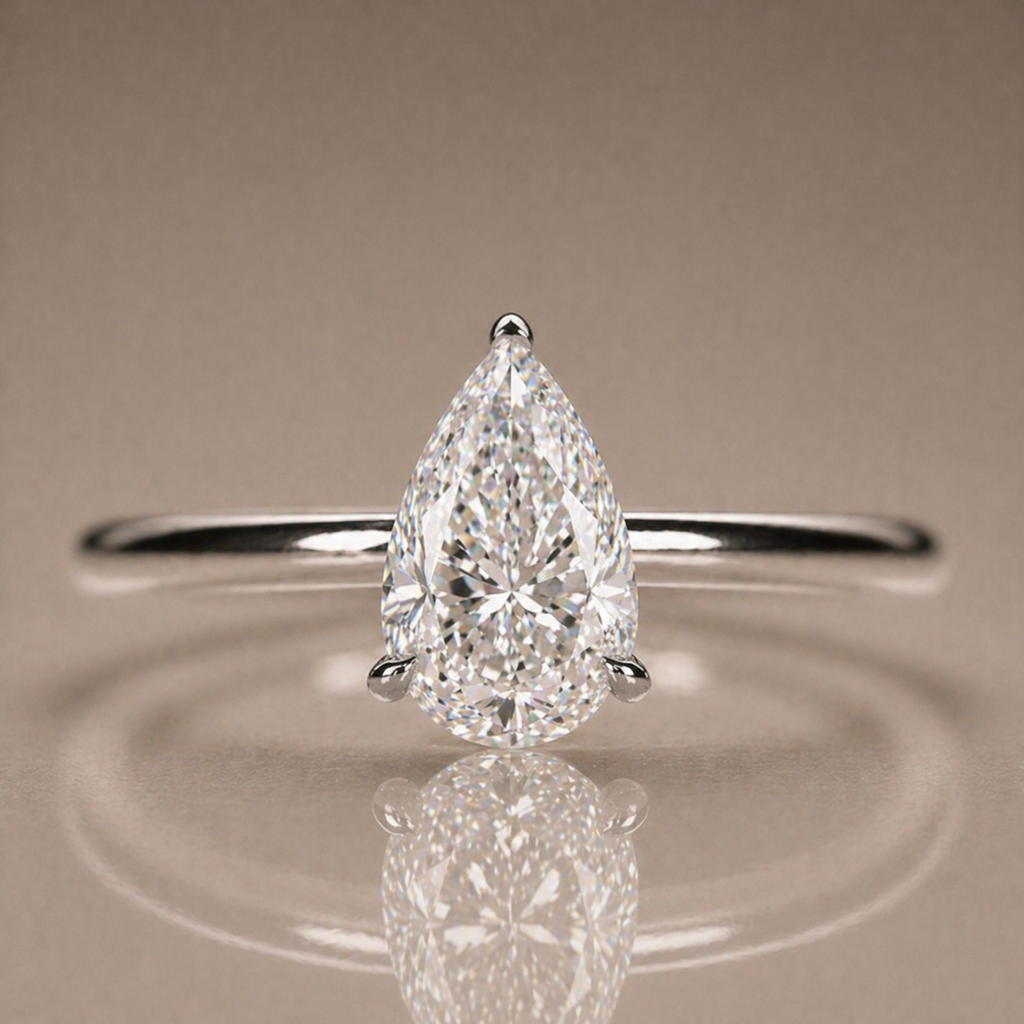 Custom Cut Solitaire 18K Gold or Silver Ring | SEÓRA