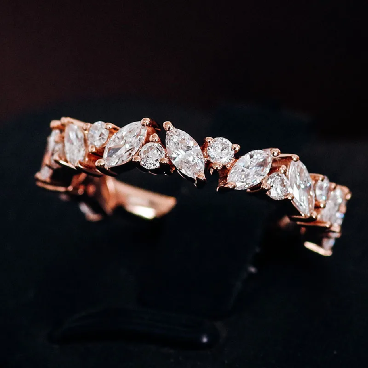 Marquise & Round Lab Diamond Half Eternity Ring –  Gold | SEÓRA
