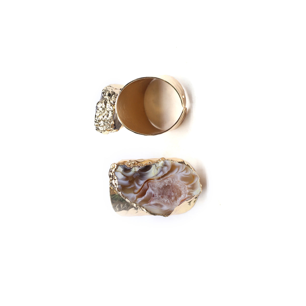 Raw Lace agate geode adjustable finger ring, antique, bohemian healing, protection, natural gemstone, fashion dainty elegant gift for women