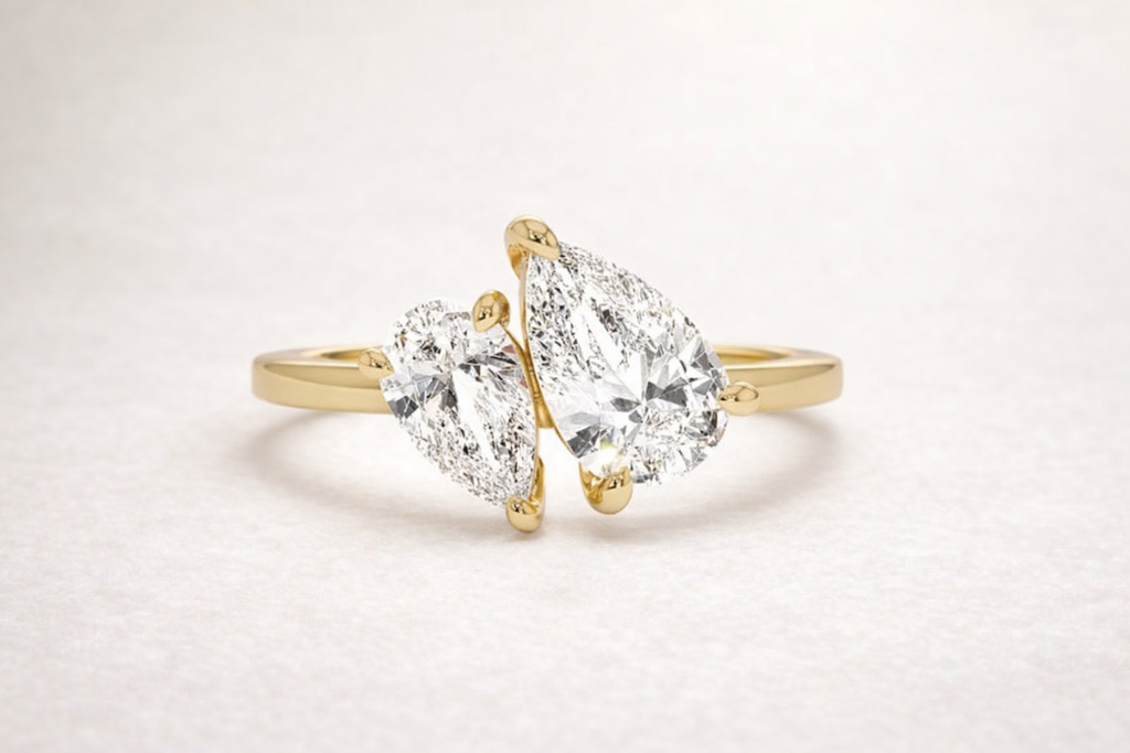 Double Pear Moissanite Ring in Sterling Silver | SEÓRA