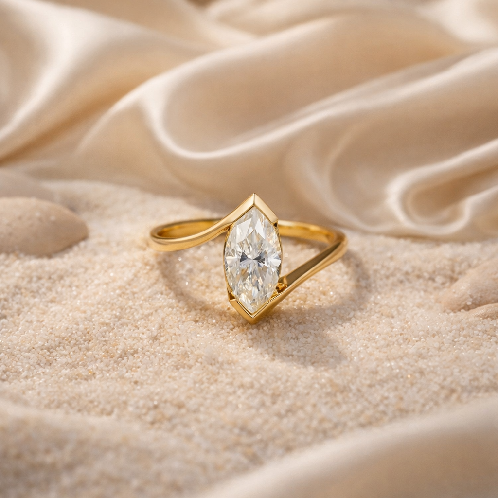 Marquis Cut 1CT Moissanite in Sterling Silver Ring | SEÓRA