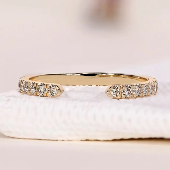 Open  Pavé Ring, Minimalist Stackable Moissanite Silver, Gold Ring | SEÓRA