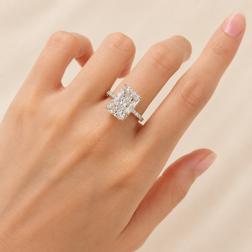 5CT Radiant Hidden Halo Moissanite Ring in 18K Gold | SEÓRA