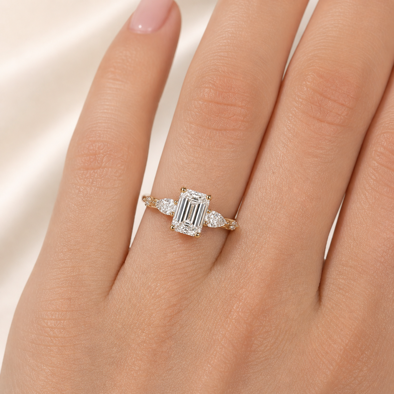 Emerald Cut Moissanite Ring 2CT in Sterling Silver– Engagement Ring | SEÓRA