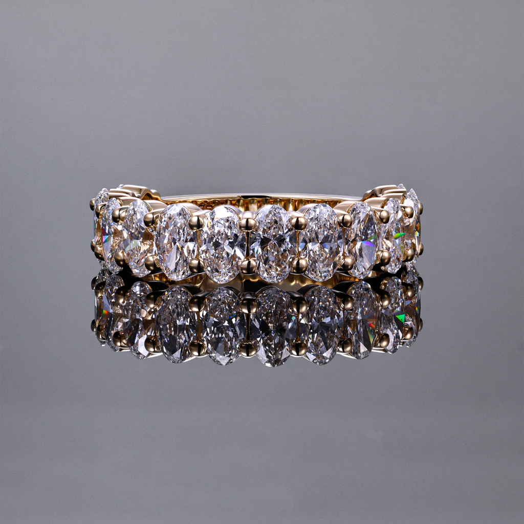 Oval Moissanite Half Eternity Ring in Gold | Wedding Band | Anniversary Ring SEORA