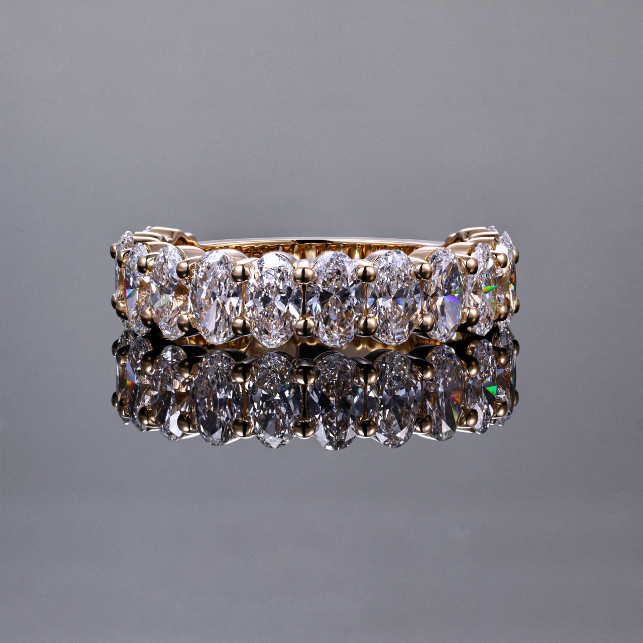 Oval Moissanite Half Eternity Ring in Gold | Wedding Band | Anniversary Ring SEORA