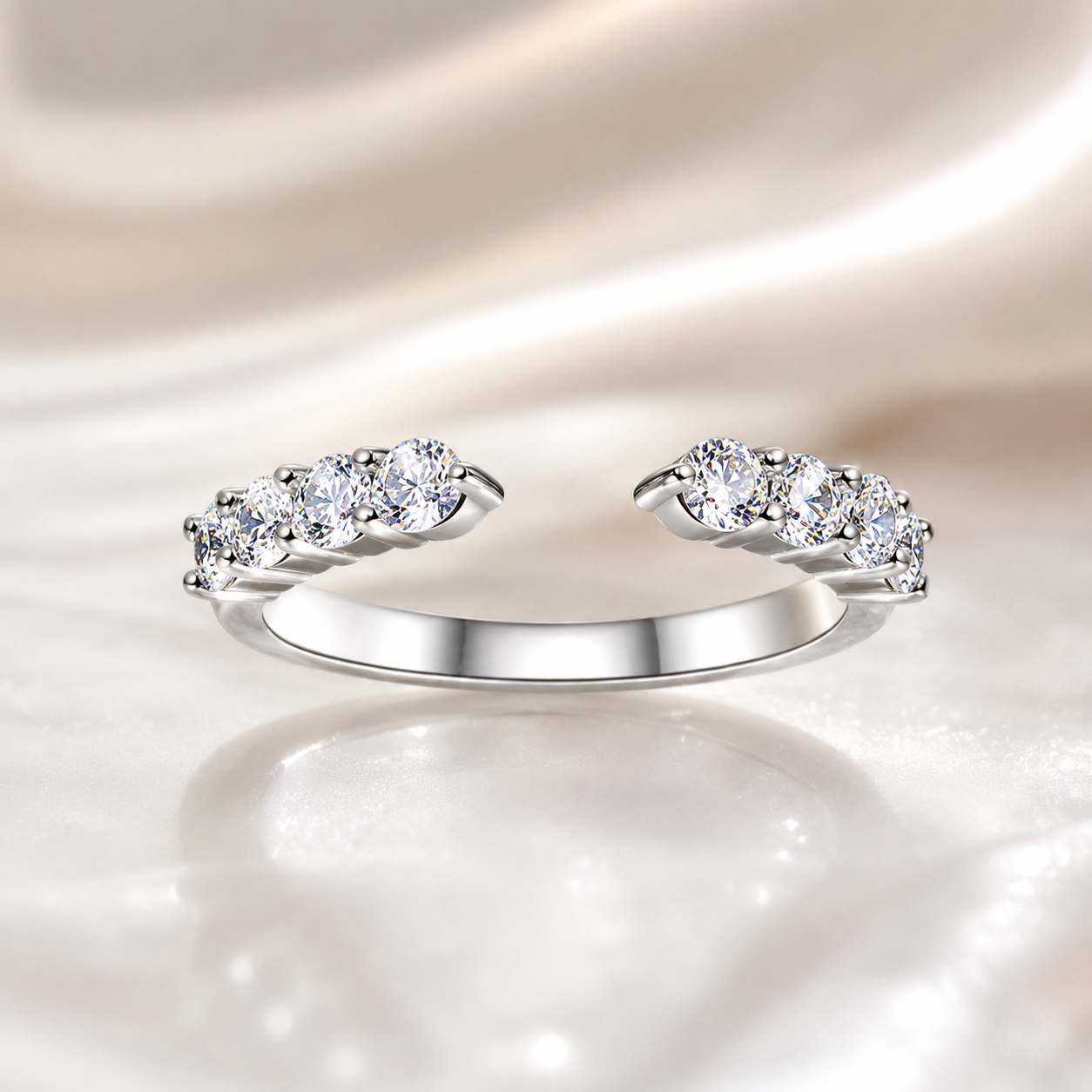 2CT Marquise Moissanite Bridal Ring Set in Sterling Silver | 3 Ring Wedding Set | Stackable Engagement Rings