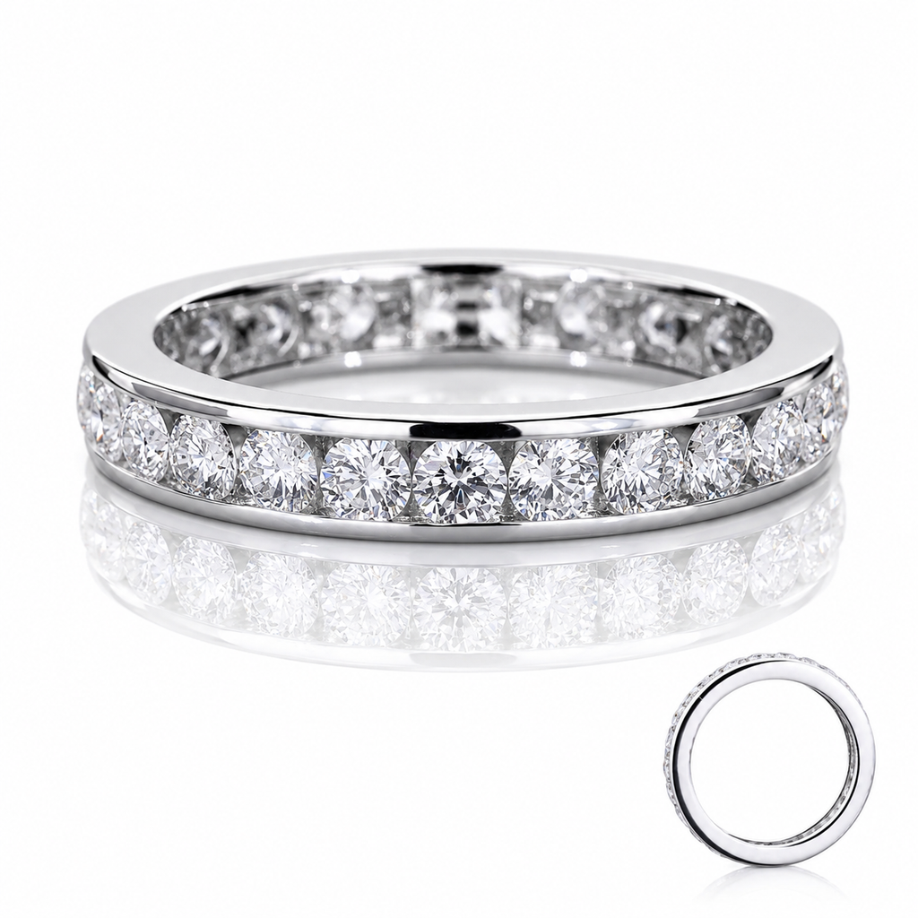 Moissanite Eternity Ring | 925 Sterling Silver Wedding Band | Anniversary Ring