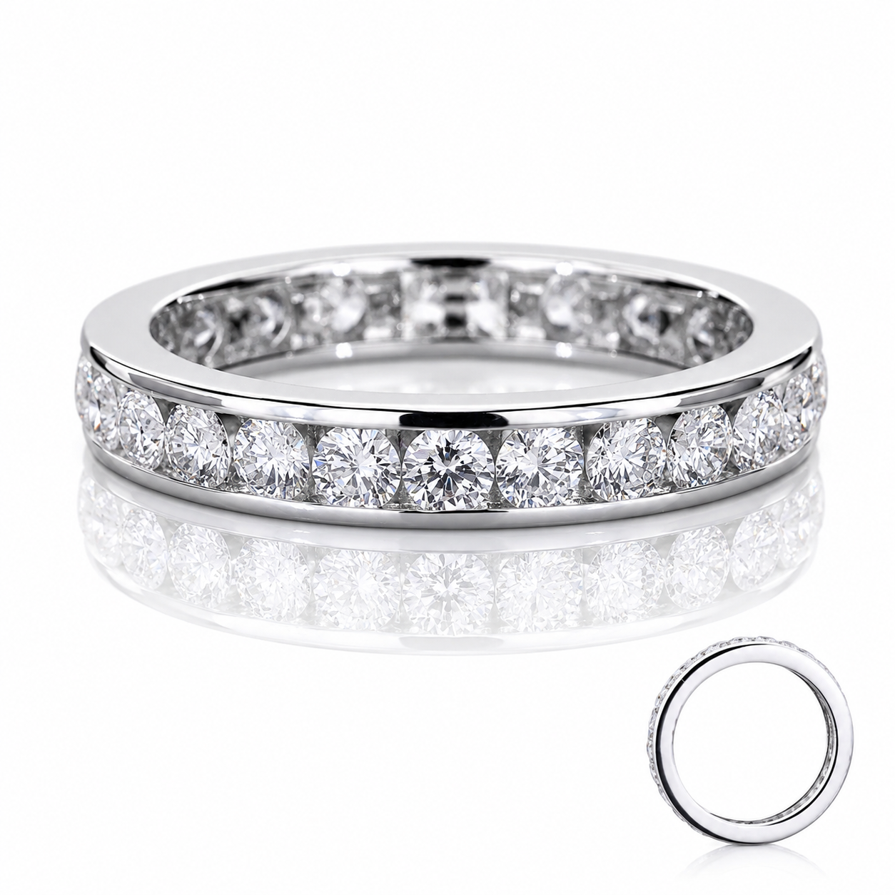 Moissanite Eternity Ring | 925 Sterling Silver Wedding Band | Anniversary Ring