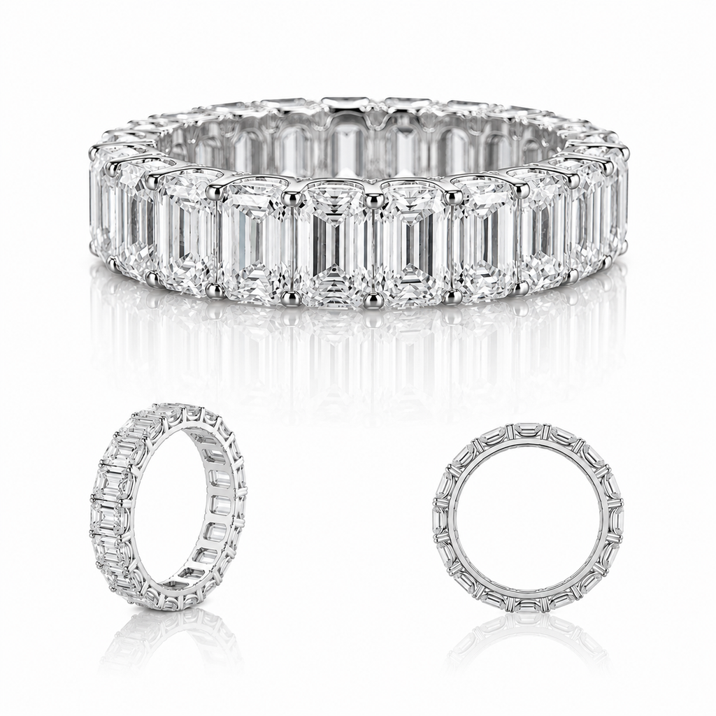 18K Gold Emerald Cut Moissanite Full Eternity Ring |  SEÓRA