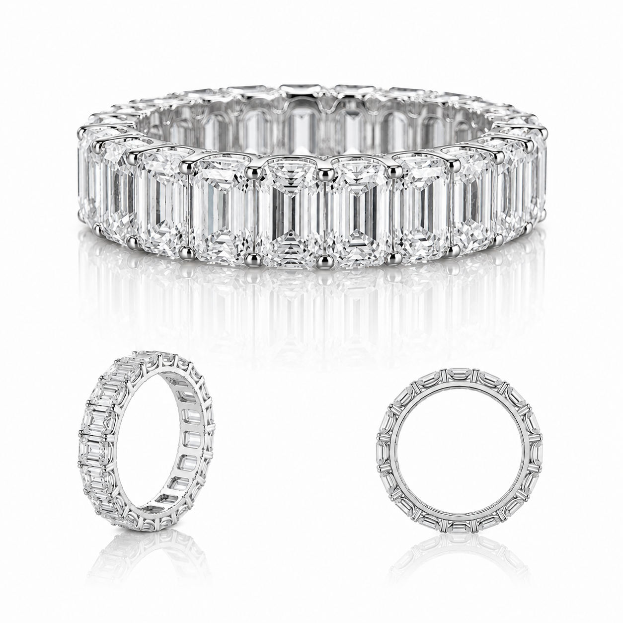 18K Gold Emerald Cut Moissanite Full Eternity Ring |  SEÓRA