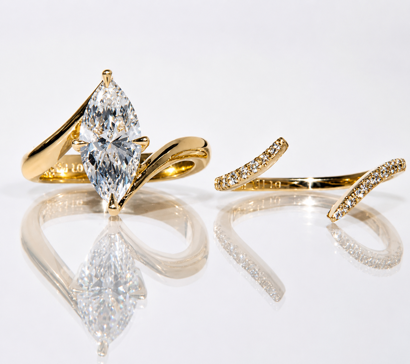Marquize Cut Halo 3CT Moissanite Double-layer Ring  in Silver  | SEÓRA