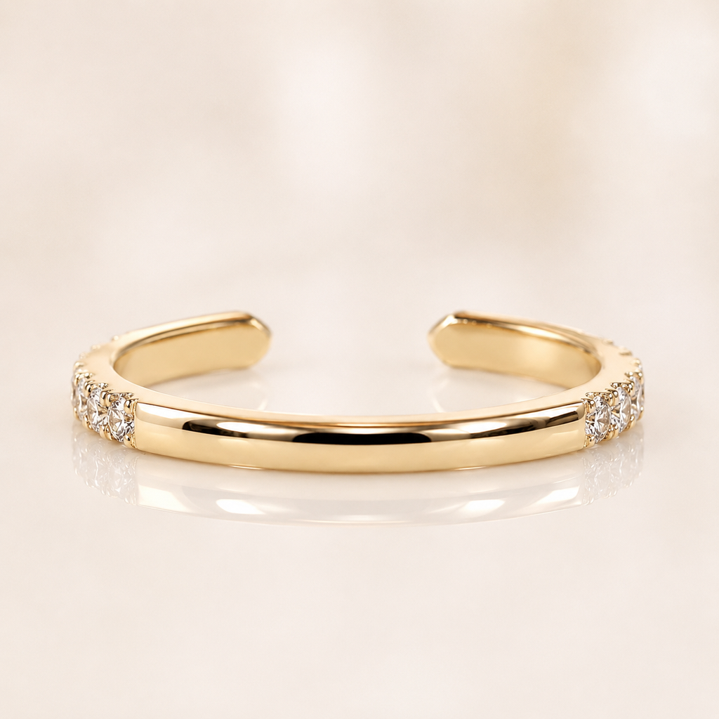Open  Pavé Ring, Minimalist Stackable Moissanite Silver, Gold Ring | SEÓRA