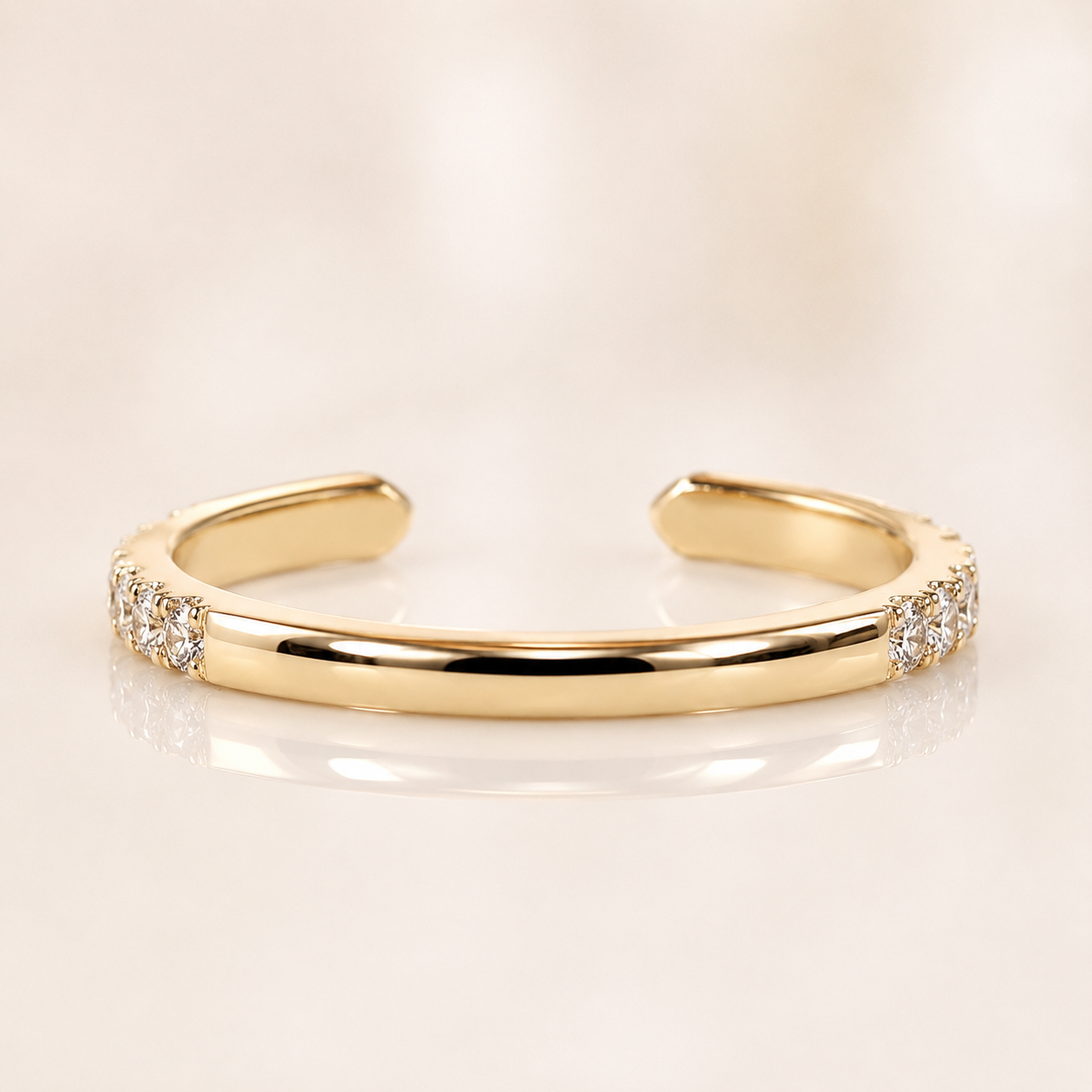 Open  Pavé Ring, Minimalist Stackable Moissanite Silver, Gold Ring | SEÓRA