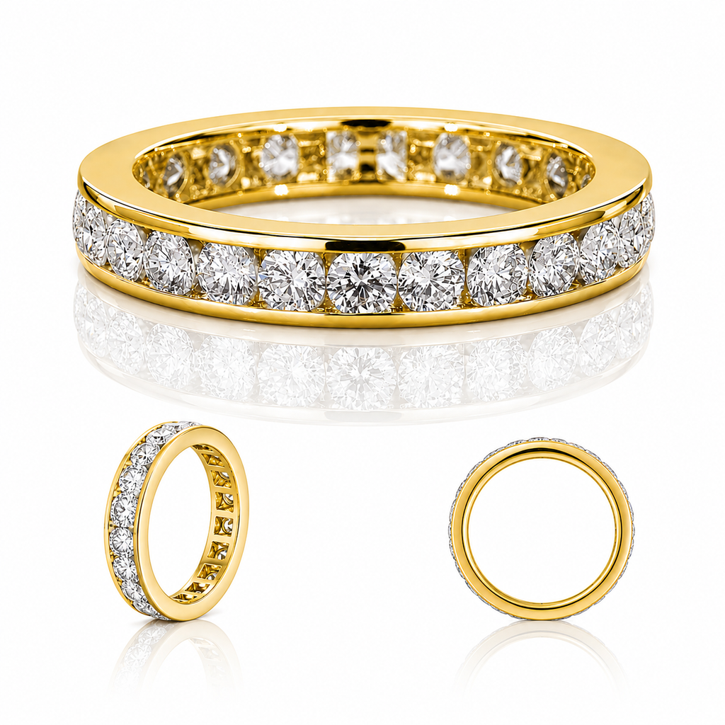 Moissanite Eternity Ring | 925 Sterling Silver Wedding Band | Anniversary Ring