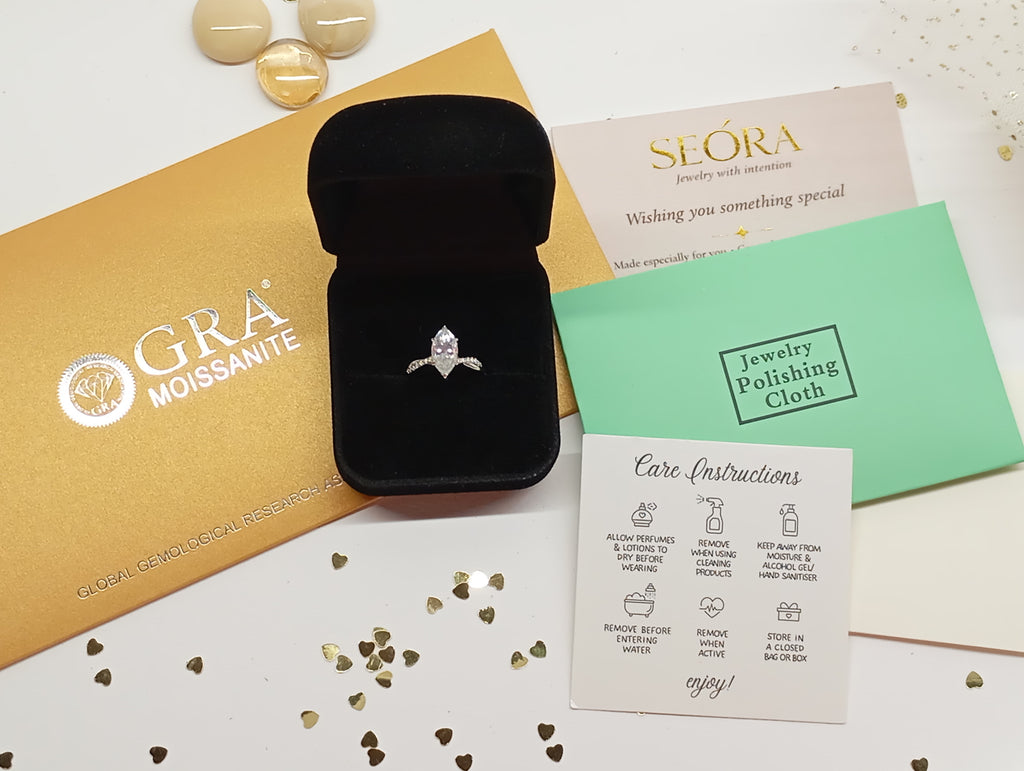 Marquis Cut 2CT Moissanite in Sterling Silver Ring | SEÓRA
