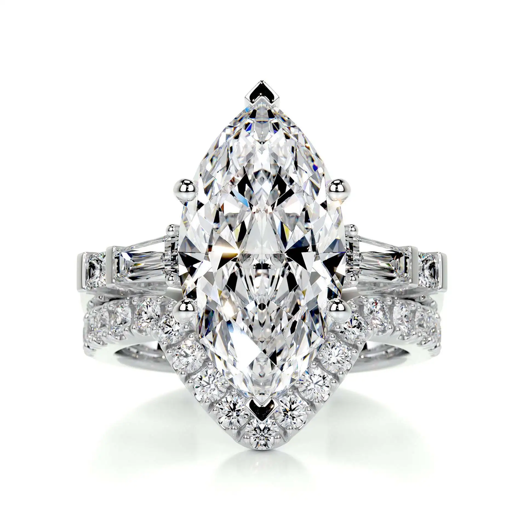 5 Carat Marquise Moissanite Bridal Set in Silver | Five Stone Engagement Ring Set