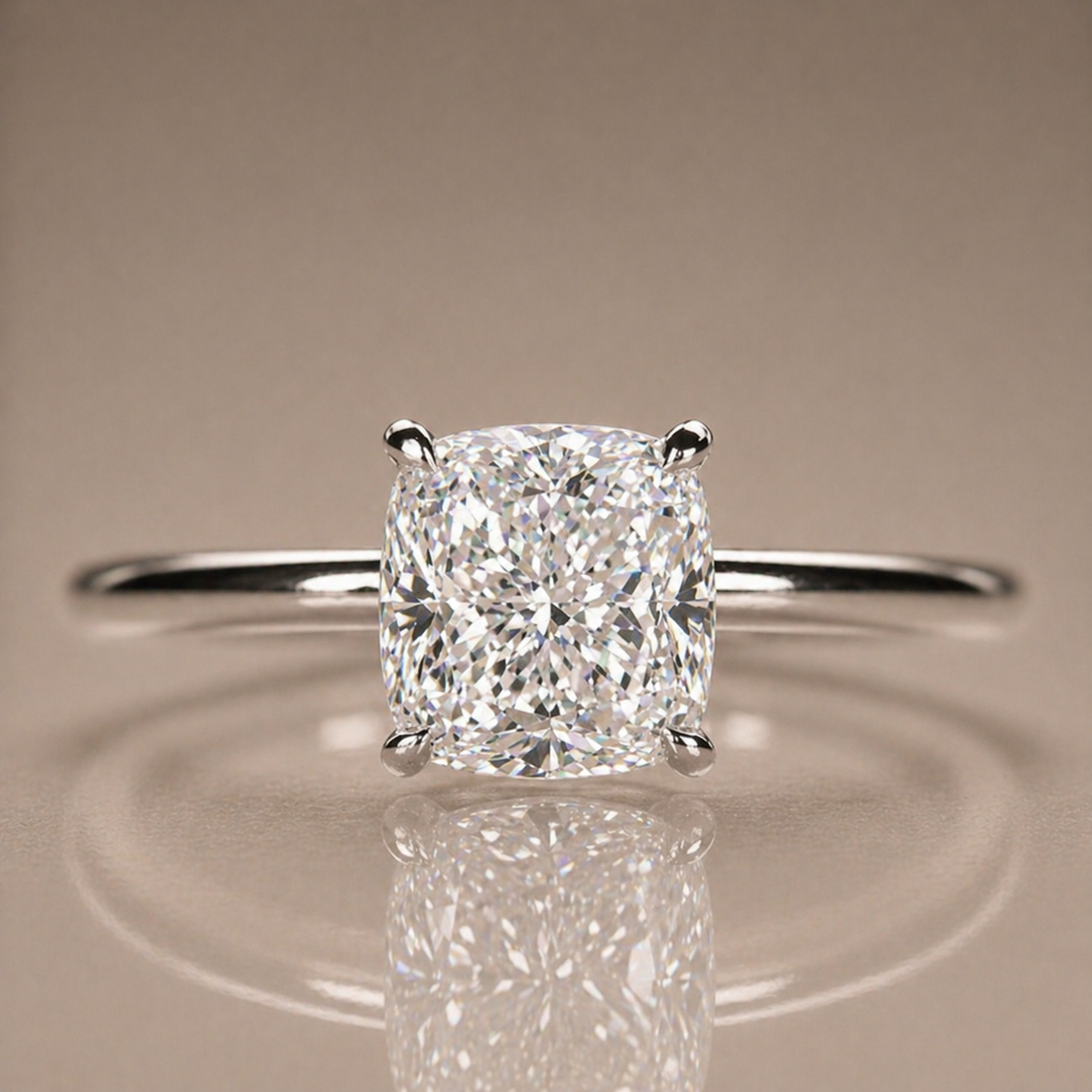 Custom Cut Solitaire 18K Gold or Silver Ring | SEÓRA