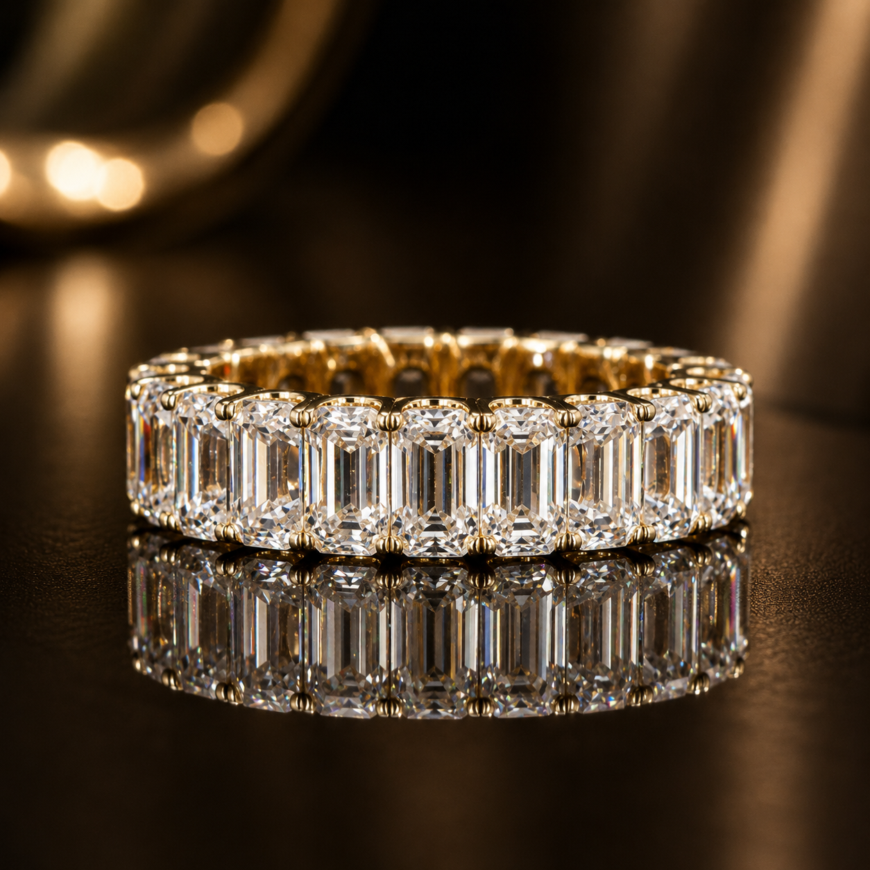 18K Gold Emerald Cut Moissanite Full Eternity Ring |  SEÓRA