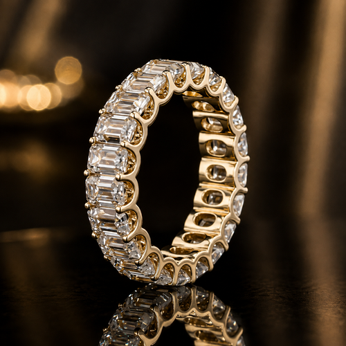 18K Gold Emerald Cut Moissanite Full Eternity Ring |  SEÓRA