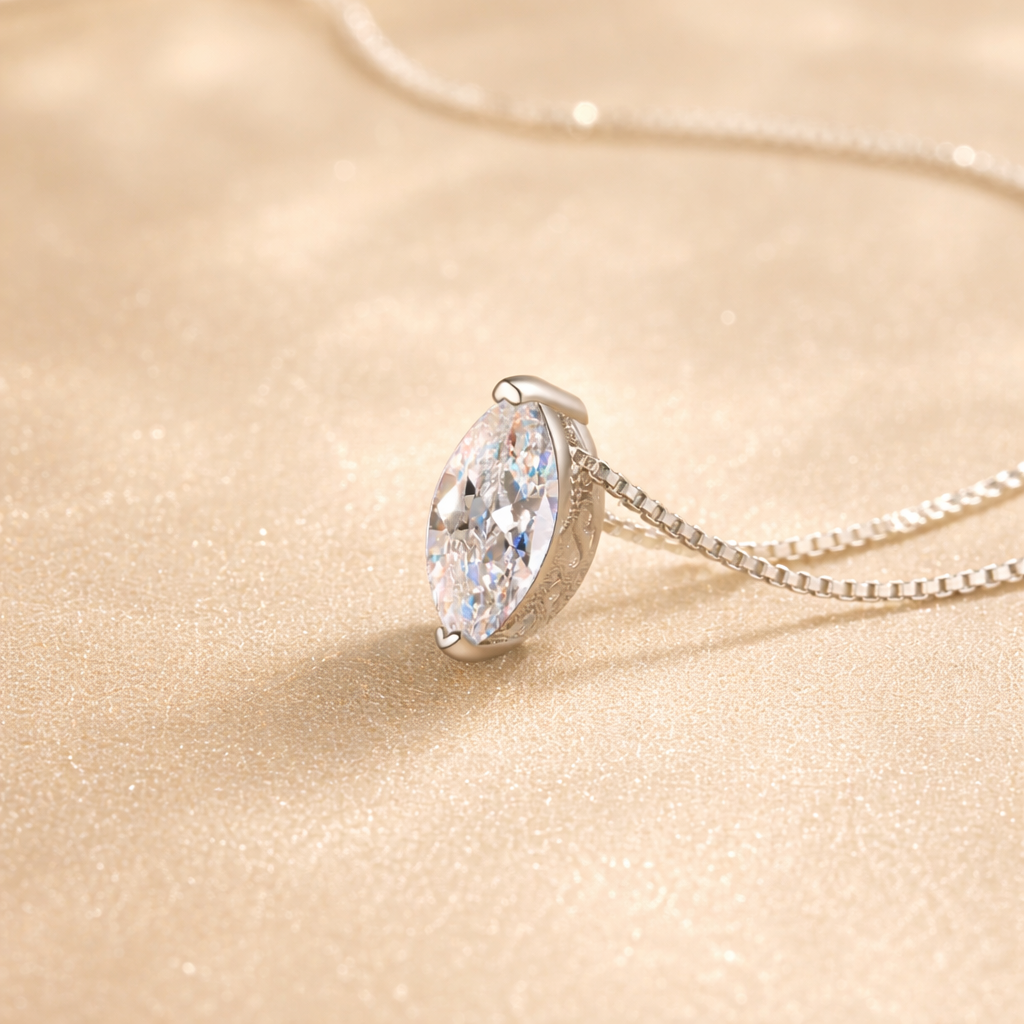 Marquise Cut Moissanite Necklace in Sterling Silver | SEÓRA