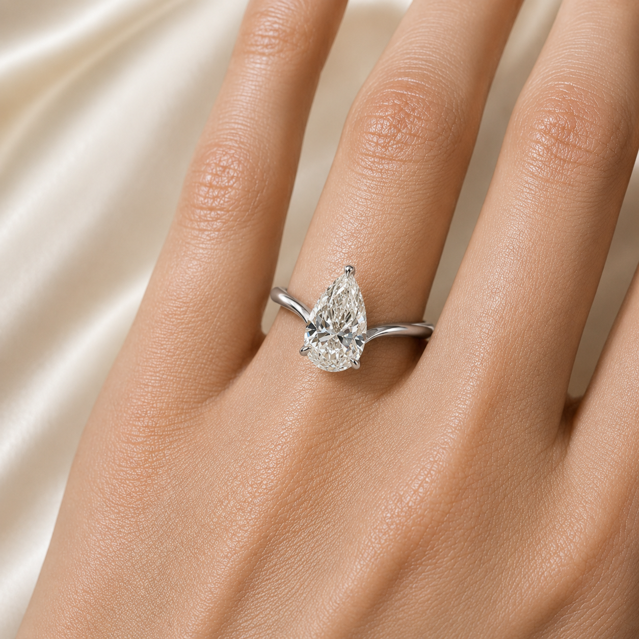 Pear Cut Moissanite Open Wrap Ring – 18K Gold