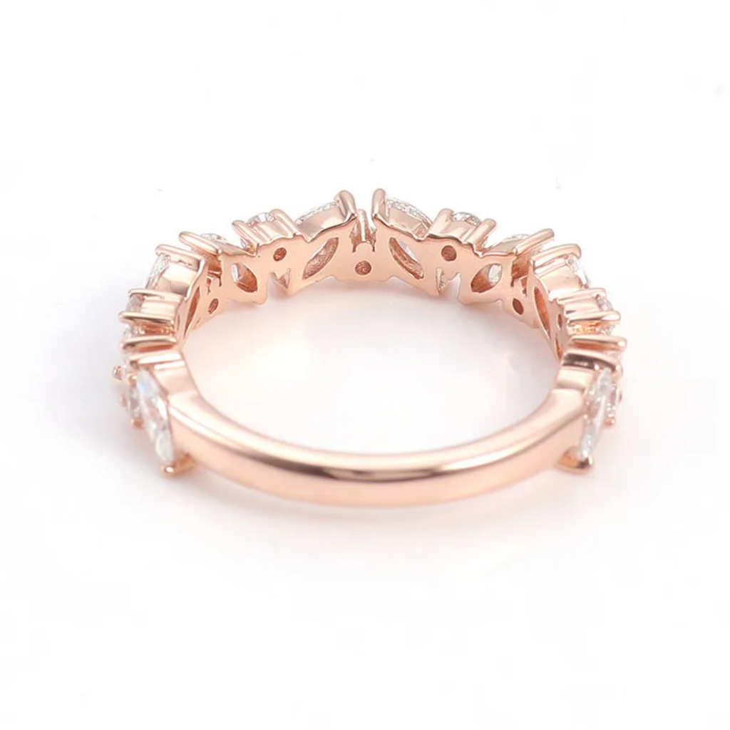 Marquise & Round Moissanite Half Eternity Ring – Silver |SEÓRA