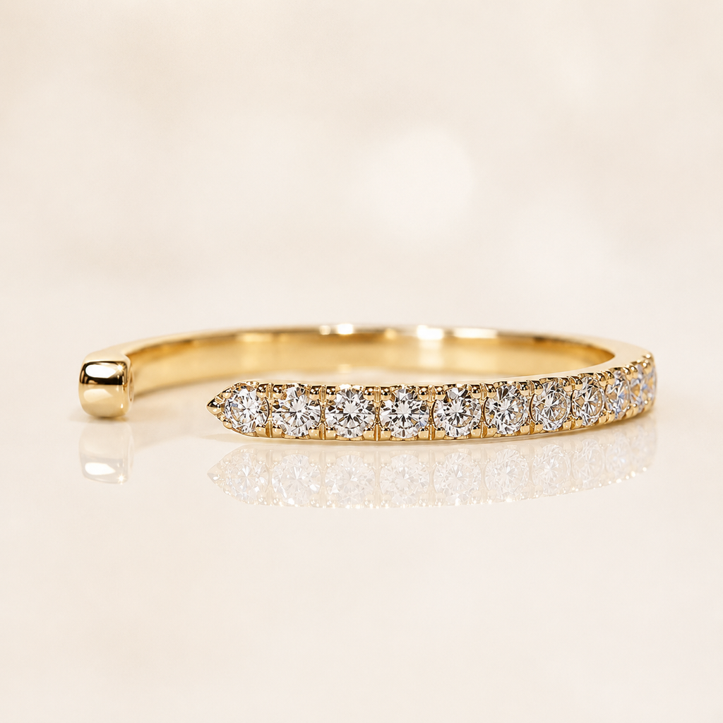 Open  Pavé Ring, Minimalist Stackable Moissanite Silver, Gold Ring | SEÓRA