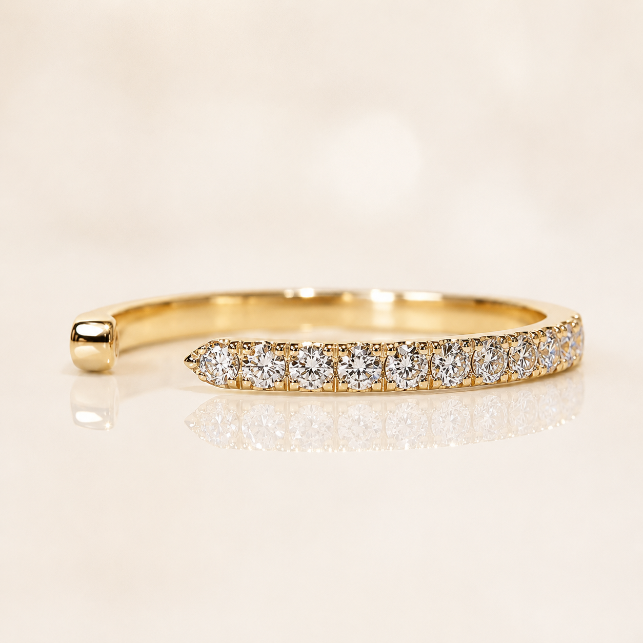 Open  Pavé Ring, Minimalist Stackable Moissanite Silver, Gold Ring | SEÓRA