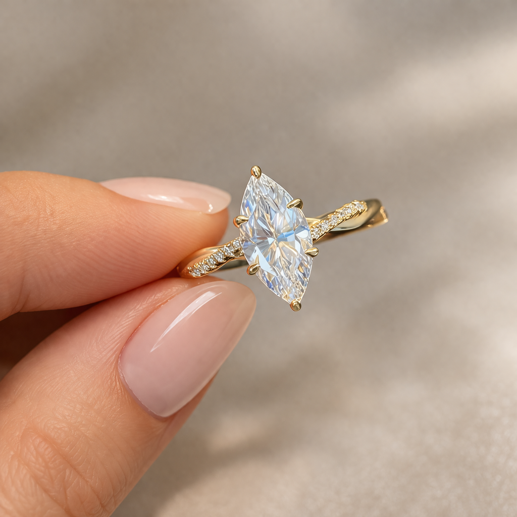 Marquise 2CT Moissanite in 18K Gold Ring | SEÓRA