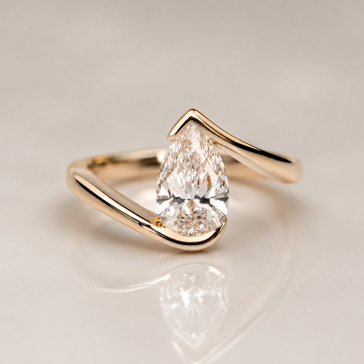 Pear Cut Moissanite Ring in 18K Gold, Open Wrap Engagement Ring | SEÓRA
