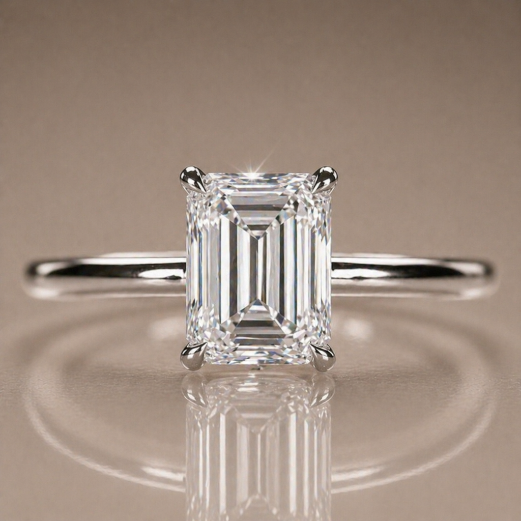 Custom Cut Solitaire 18K Gold or Silver Ring | SEÓRA