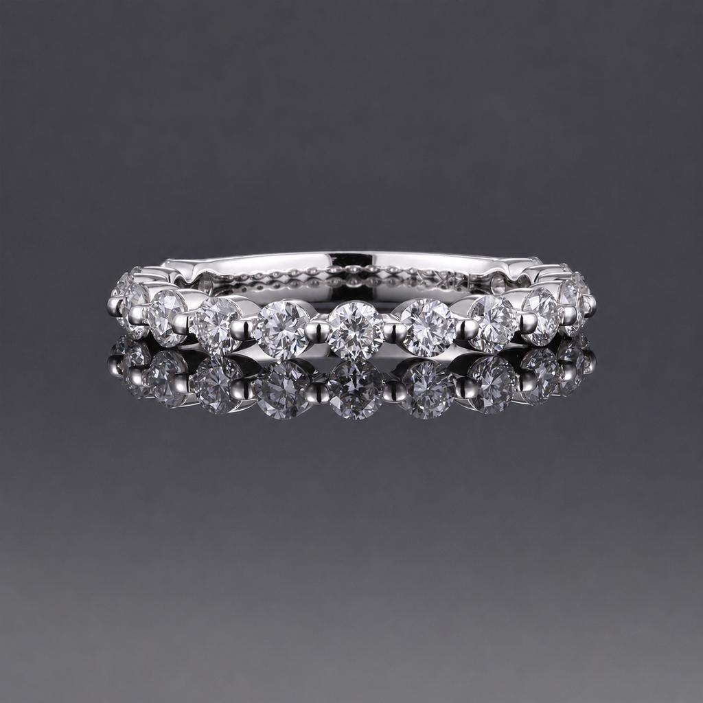 2mm Moissanite Half Eternity Ring in 18K Gold | Minimalist Wedding Band |  SEORA