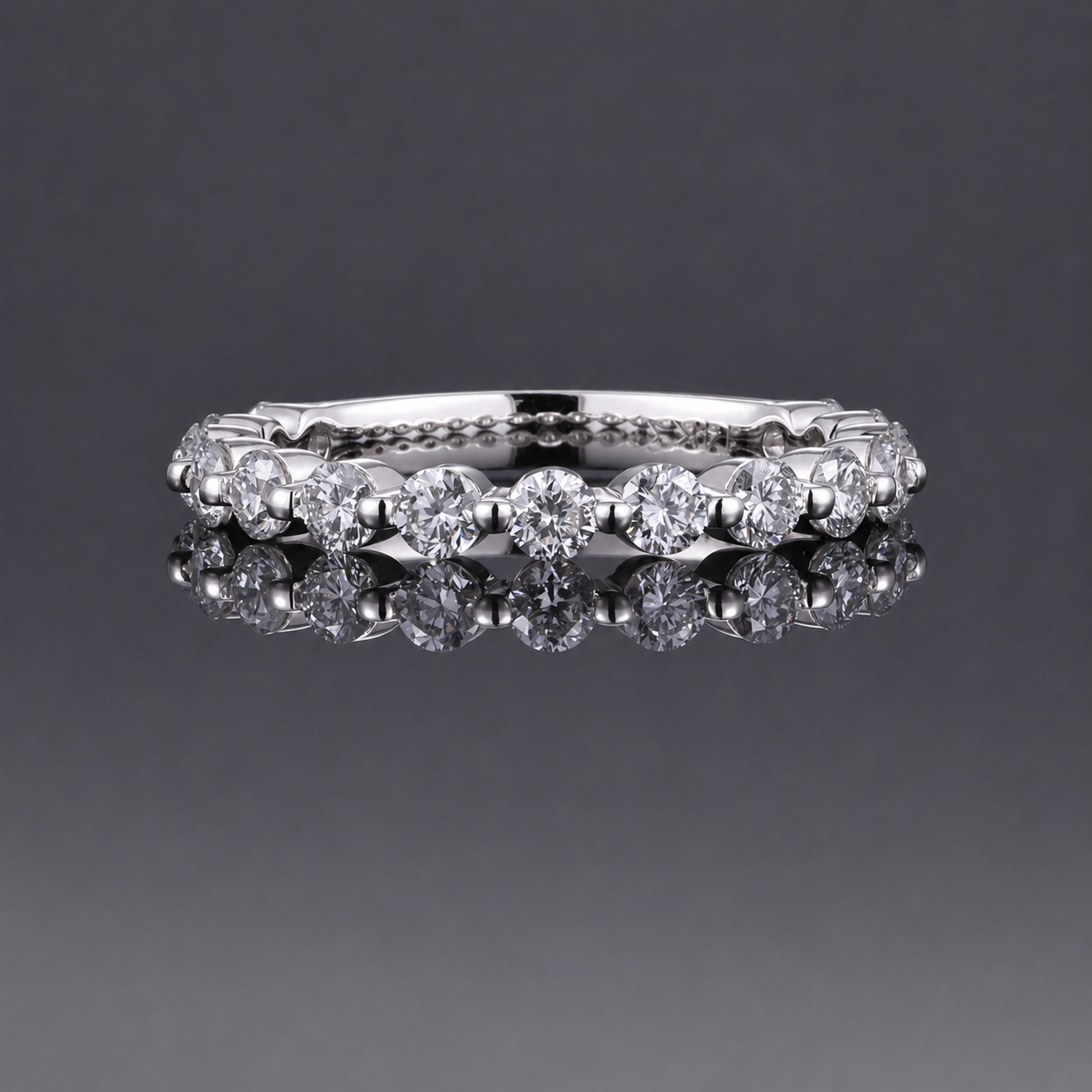 2mm Moissanite Half Eternity Ring in 18K Gold | Minimalist Wedding Band |  SEORA