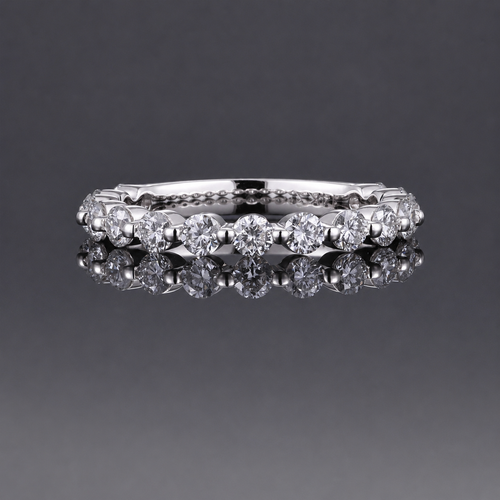 2mm Moissanite Half Eternity Ring in 18K Gold | Minimalist Wedding Band |  SEORA