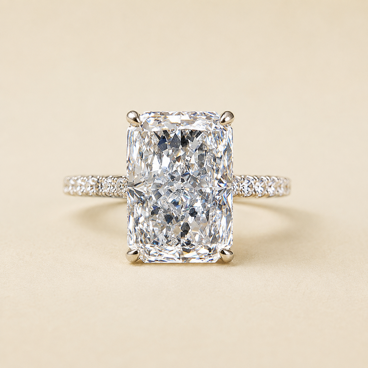 5CT Radiant Hidden Halo Moissanite Ring in Silver | SEÓRA