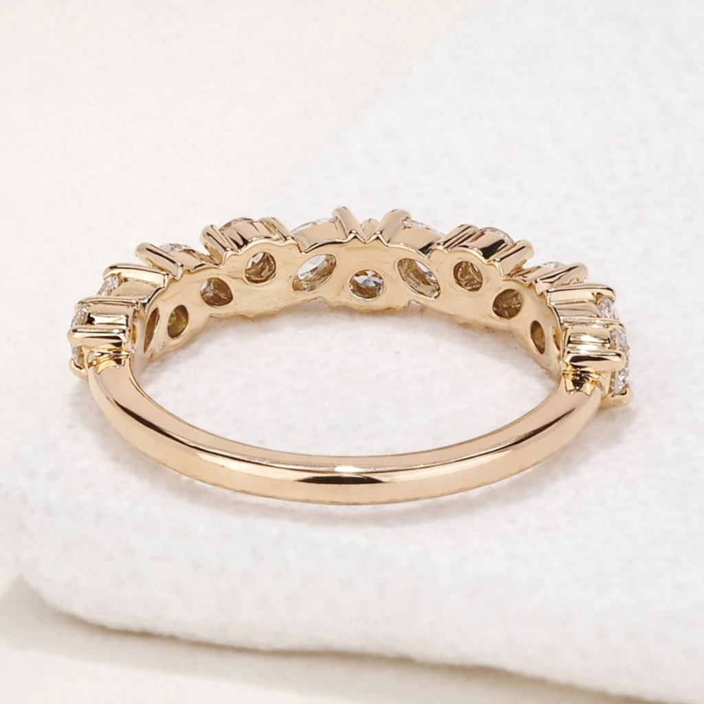 Marquise & Round Moissanite Half Eternity Ring – Silver |SEÓRA