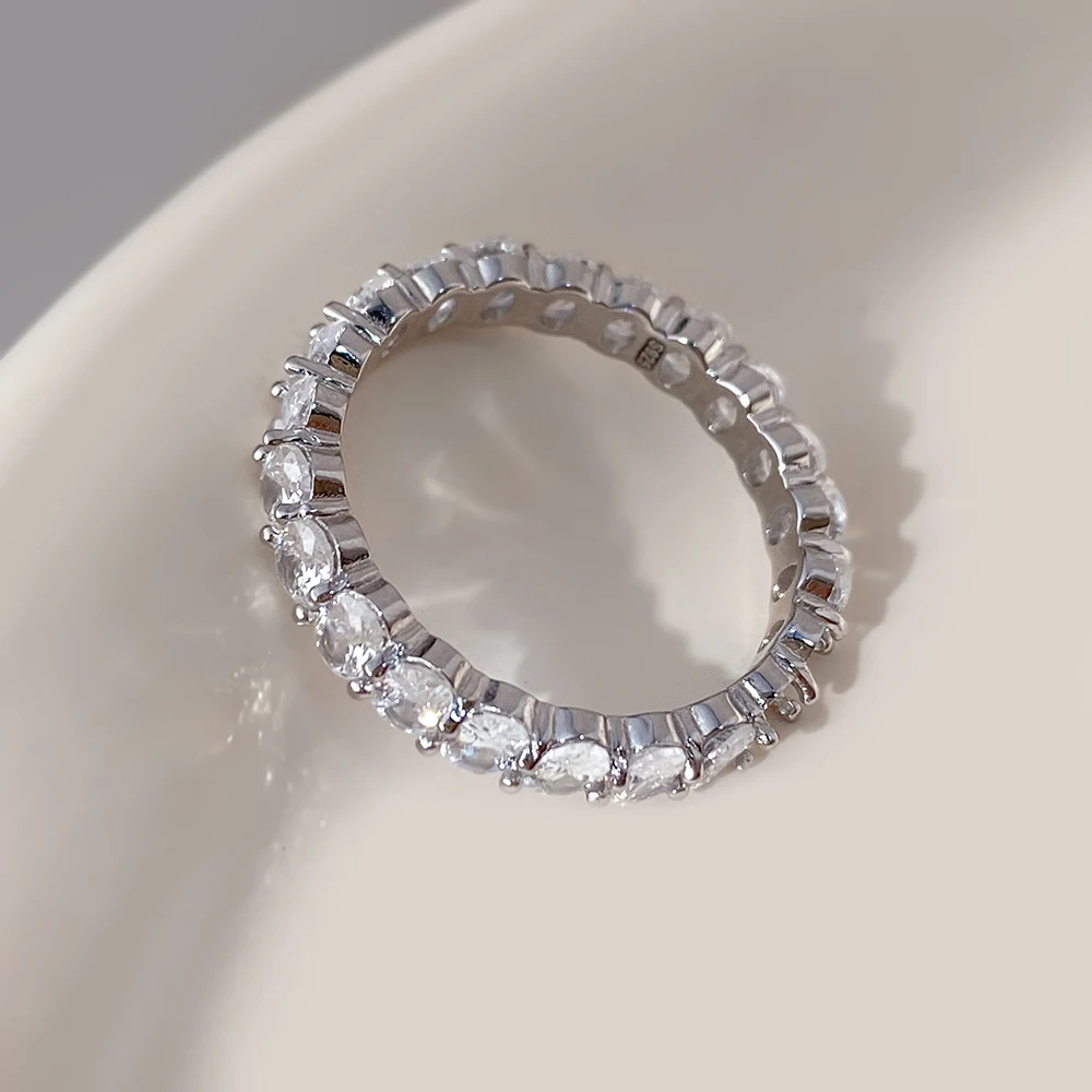 Oval Moissanite Eternity Ring in Silver | Wedding Band | Anniversary Ring | SEORA