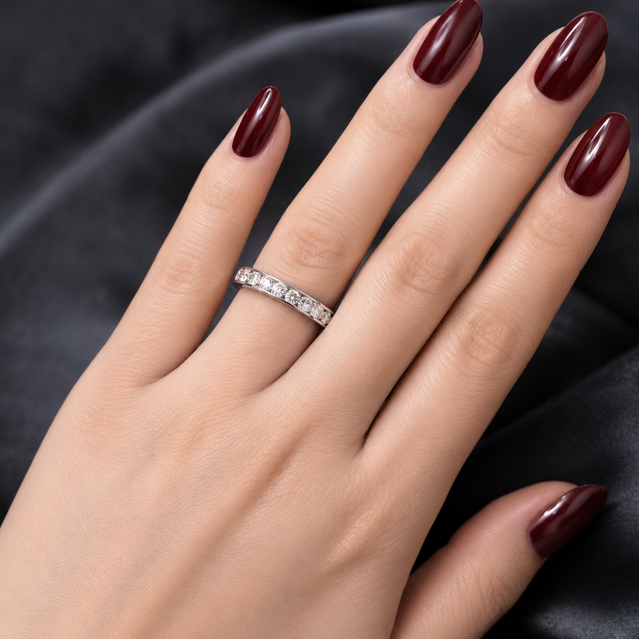 Moissanite Eternity Ring | 925 Sterling Silver Wedding Band | Anniversary Ring