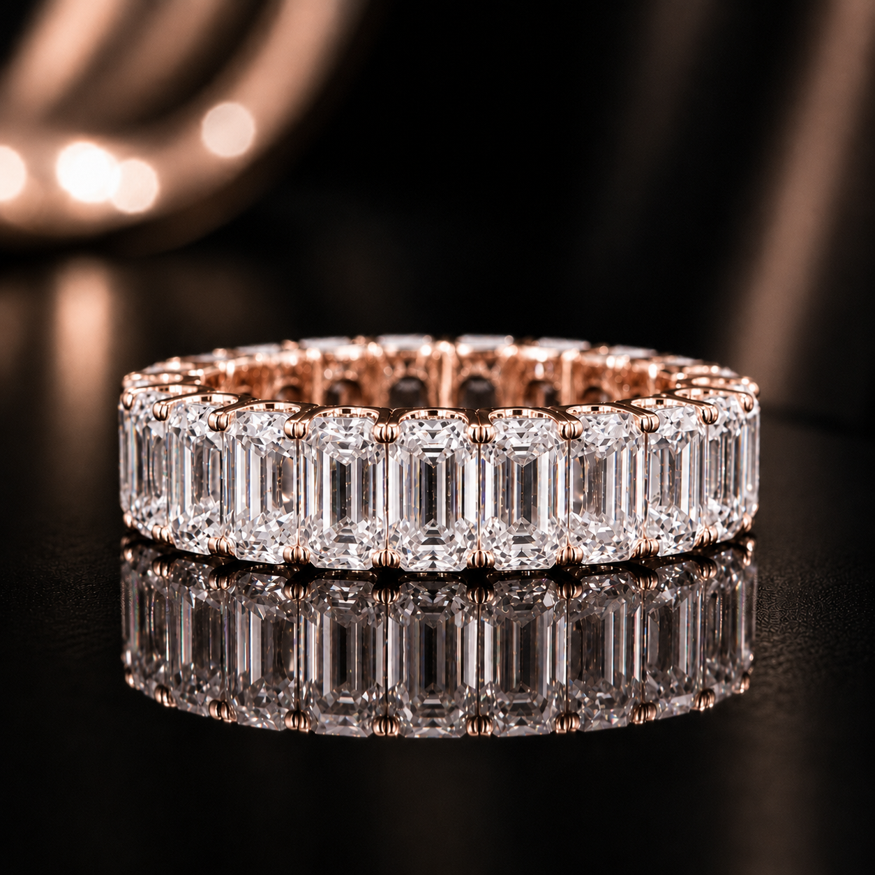 18K Gold Emerald Cut Moissanite Full Eternity Ring |  SEÓRA