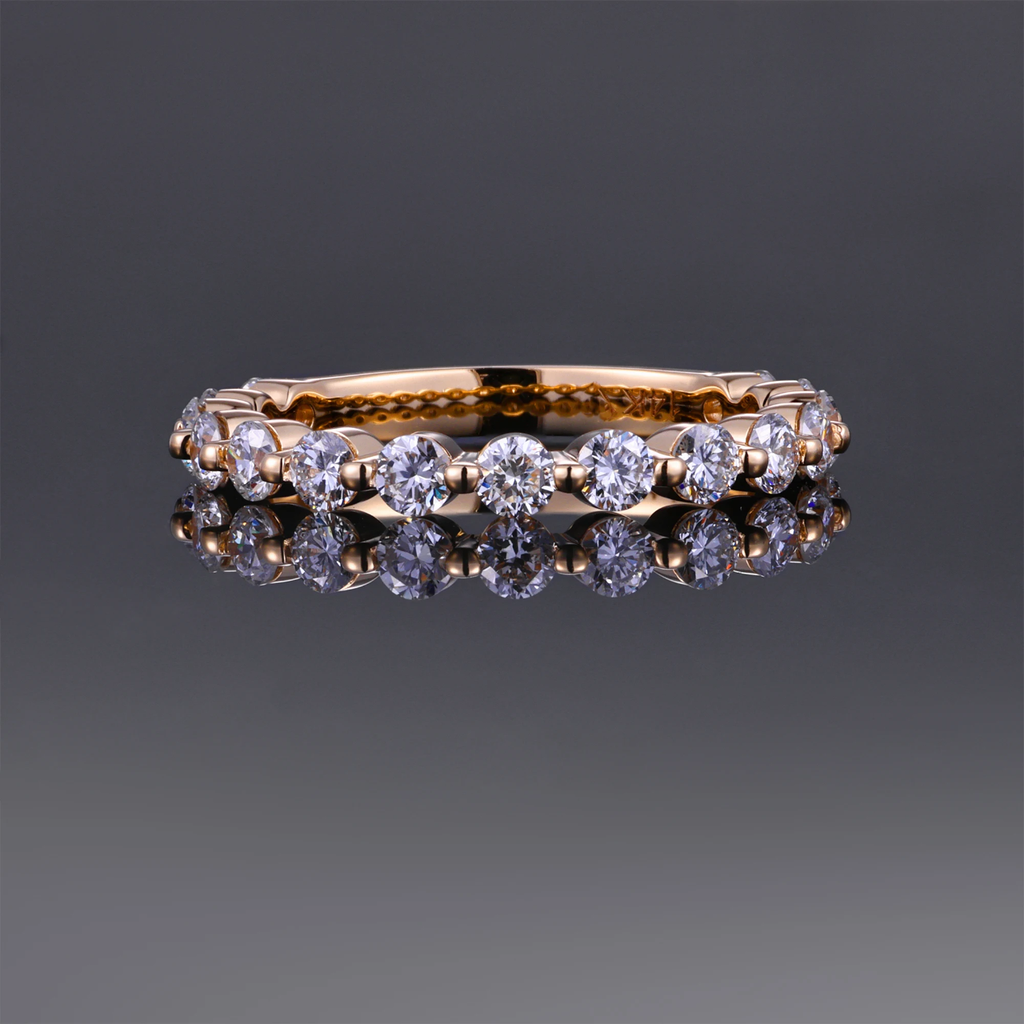 2mm Moissanite Half Eternity Ring in 18K Gold | Minimalist Wedding Band |  SEORA